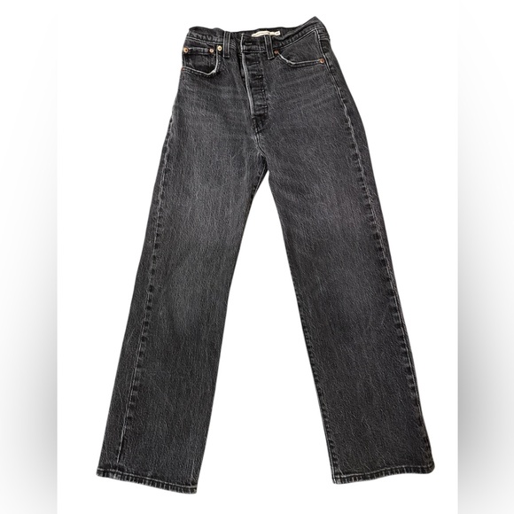 Levi's Denim - Levi's Ribcage Straight Ankle Jeans in - Black Worn In